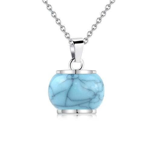 Acier inoxydable 304 Pendentif cercueil cinéraires, avec turquoise synthétique, lanterne, poli, peut s’ouvrir et mettre dans quelque chose & bijoux de mode & unisexe, couleur originale, Vendu par PC
