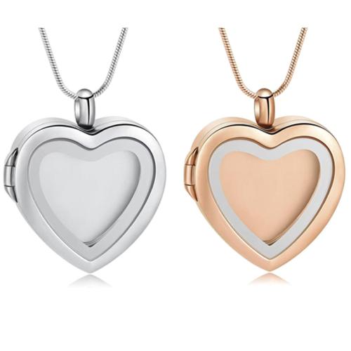 304 Stainless Steel Cinerary Casket Pendant, Heart, plated, can open and put into something & fashion jewelry & Unisex, more colors for choice, Sold By PC
