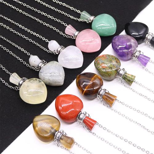 Natural Gemstone Necklace, Natural Stone, with 304 Stainless Steel, can open and put into something & different materials for choice & Unisex, 23x36mm, Length:Approx 41-50 cm, Sold By PC