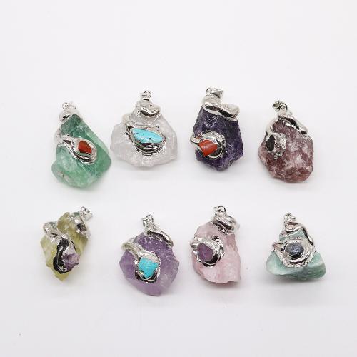 Colgantes de Gemas, Piedra natural, con metal, chapado, enviado al azar & Bricolaje & diferentes materiales para la opción, 25-45mm, Vendido por UD