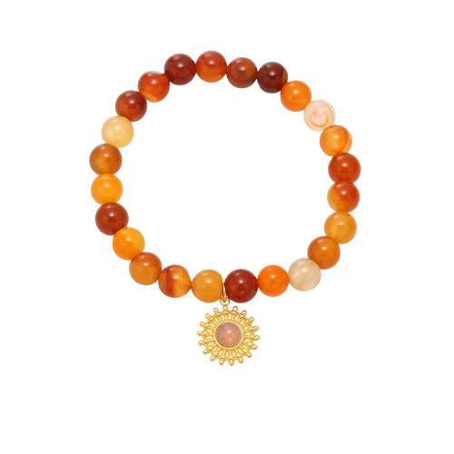 Bijoux bracelet en acier inoxydable, Acier inoxydable 304, avec Pierre naturelle & fil élastique & Agate, Placage, bijoux de mode & styles différents pour le choix & pour femme, Vendu par PC
