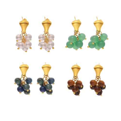 Stainless Steel Drop Earring, 304 Stainless Steel, with White Shell, Grape, plated, fashion jewelry & different materials for choice & for woman, Sold By Pair