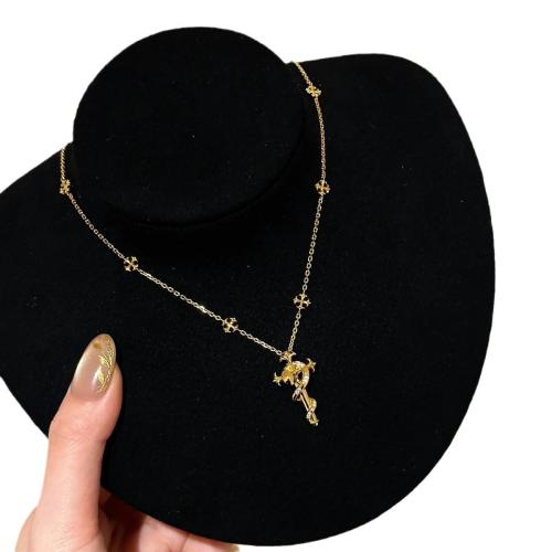 Collier en laiton, avec 5cm chaînes de rallonge, Placage, bijoux de mode & pour femme, Longueur:Environ 40 cm, Vendu par PC