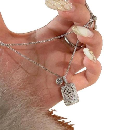 Collier en laiton, avec 5cm chaînes de rallonge, Placage, bijoux de mode & pour femme & avec strass, Longueur:Environ 4 cm, Vendu par PC