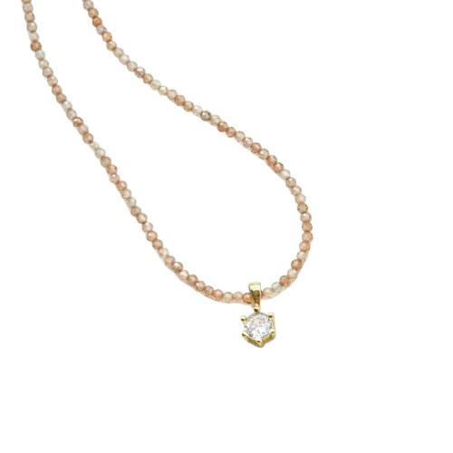 Brass Necklace, with Glass Beads & Cubic Zirconia, with 5cm extender chain, plated, fashion jewelry & for woman, Length:Approx 40 cm, Sold By PC