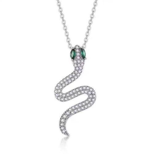 Brass Necklace, with Cubic Zirconia, plated, fashion jewelry & for woman & with rhinestone, Length:Approx 40 cm, Sold By PC