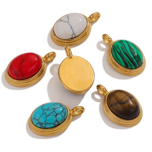 Stainless Steel Pendants, 304 Stainless Steel, with Gemstone, Teardrop, plated, DIY, more colors for choice, Sold By PC
