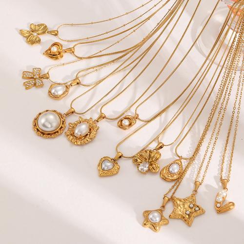 Stainless Steel Jewelry Necklace, 304 Stainless Steel, gold color plated, fashion jewelry & with rhinestone, Crystal Gold, Sold By PC