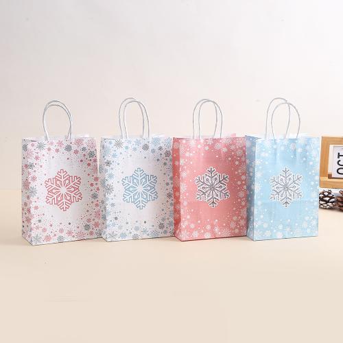 Christmas Gift Bag, Kraft, printing, Christmas Design, more colors for choice, 210x150x80mm, Sold By PC