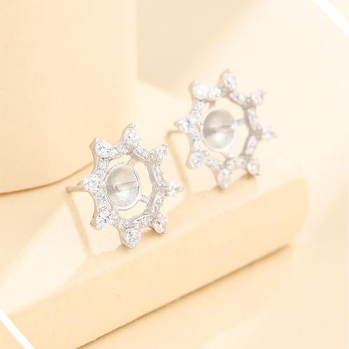 925 Sterling Silver Earring Post, platinum plated, DIY & with rhinestone, Sold By PC