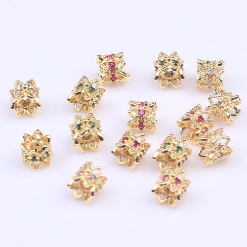 Brass Bead Cap, plated, DIY & micro pave cubic zirconia, more colors for choice, 5x5mm, Hole:Approx 1.8mm, Sold By PC
