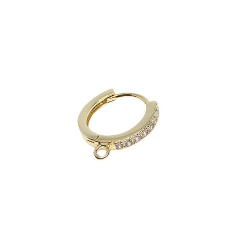 Brass Hoop Earring Components, plated, DIY & different styles for choice & micro pave cubic zirconia, 13.60mm, 10PCs/Bag, Sold By Bag