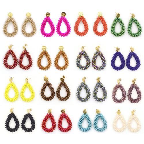 Stainless Steel Drop Earring, 304 Stainless Steel, with Crystal, gold color plated, fashion jewelry, more colors for choice, Sold By Pair