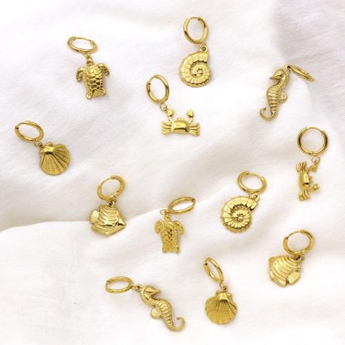 Stainless Steel Drop Earring, 304 Stainless Steel, Animal, gold color plated, fashion jewelry, gold, Sold By Pair