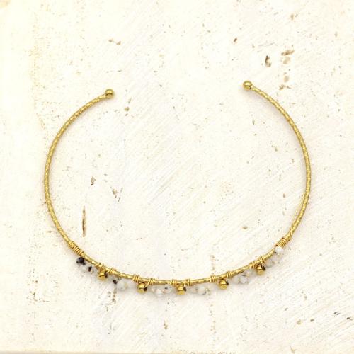 Bracelet en acier inoxydable, Acier inoxydable 304, avec Pierre naturelle, Placage de couleur d'or, bijoux de mode, plus de couleurs à choisir, Vendu par PC