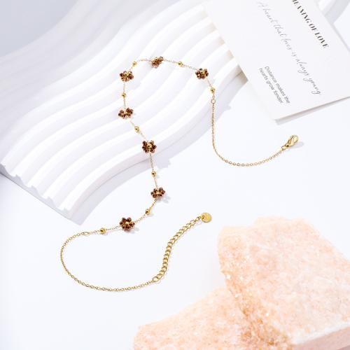 Collier de bijoux en acier inoxydable, Acier inoxydable 304, avec cristal, Placage de couleur d'or, bijoux de mode, plus de couleurs à choisir, Vendu par PC