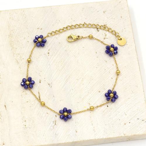 Stainless Steel Jewelry Bracelet, 304 Stainless Steel, with Crystal, gold color plated, fashion jewelry, more colors for choice, Sold By PC