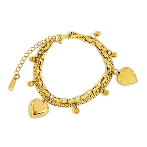 Titanium Steel Bracelet & Bangle, with 5cm extender chain, plated, Double Layer & fashion jewelry & for woman, more colors for choice, Length:16 cm, Sold By PC