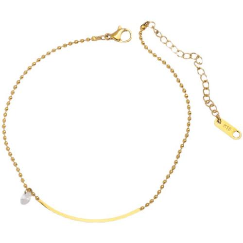 Fashion Jewelry Anklet, Titanium Steel, with Cubic Zirconia, with 5cm extender chain, 18K gold plated, for woman, Length:Approx 21 cm, Sold By PC
