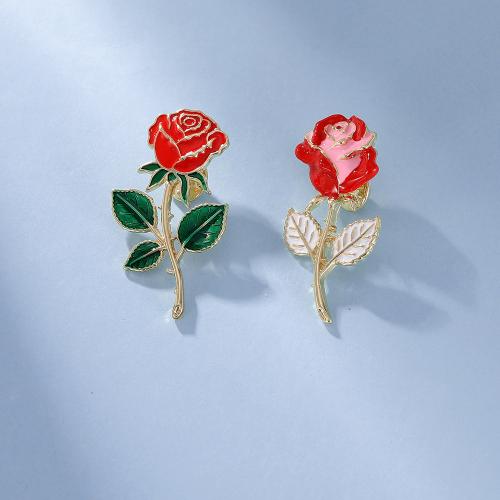 Broche émail, alliage de zinc, Rose, unisexe & styles différents pour le choix, doré, Vendu par PC