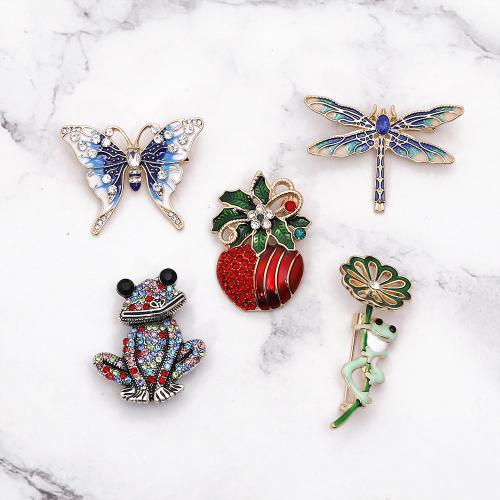 Rhinestone Brooch, Tibetan Style, Unisex & different styles for choice & enamel & with rhinestone, Sold By PC