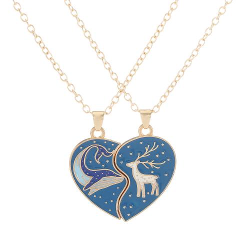 Tibetan Style Jewelry Necklace, plated, 2 pieces & Unisex & enamel, golden, Sold By Set