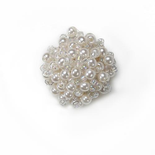 Brass Stud Earring, with Plastic Pearl, Flower, plated, fashion jewelry, mixed colors, nickel, lead & cadmium free, 23.70x12.26x24.36mm, Sold By Pair