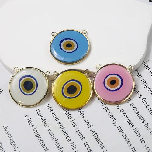 Brass Jewelry Pendants, with Resin, Round, plated, DIY & enamel & double-hole, more colors for choice, nickel, lead & cadmium free, 30.01x3.87x32.07mm, Sold By PC