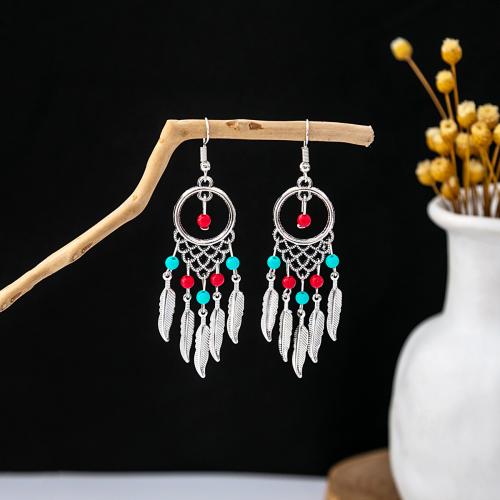 Tibetan Style Drop Earring, with turquoise, plated, Bohemian style & different styles for choice & for woman, earring length 60-70mm, Sold By Pair