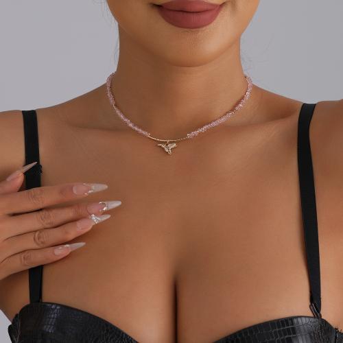 Tibetan Style Jewelry Necklace, with Crystal, gold color plated, fashion jewelry, more colors for choice, Sold By PC