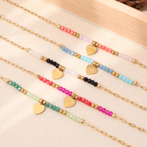 Crystal Bracelets, 304 Stainless Steel, with Hematite & Crystal, gold color plated, fashion jewelry, more colors for choice, Sold By PC