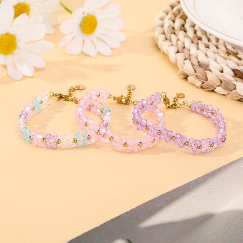 Crystal Bracelets, 304 Stainless Steel, with Crystal, gold color plated, fashion jewelry, more colors for choice, Sold By PC