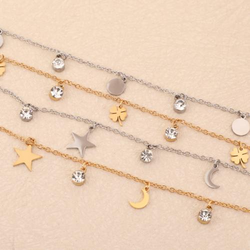 Stainless Steel Jewelry Bracelet, 304 Stainless Steel, with Rhinestone, gold color plated, fashion jewelry, more colors for choice, Sold By PC