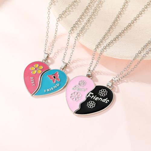 Collier de bijoux en alliage de zinc, Placage, 2 pièces & unisexe & modèles différents pour le choix & émail, couleur originale, Vendu par fixé