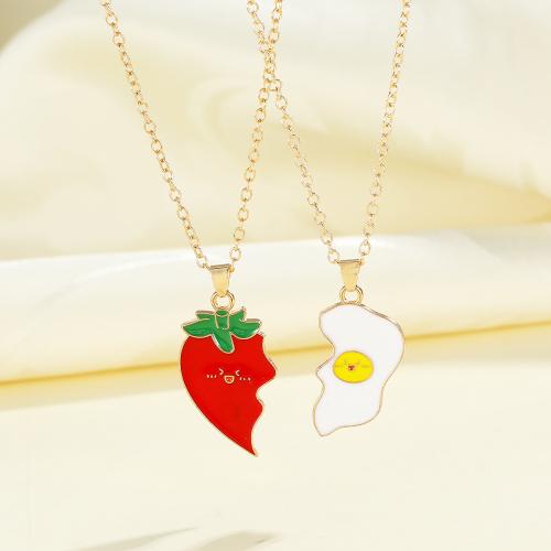 Collier de bijoux en alliage de zinc, Placage, 2 pièces & unisexe & émail, doré, Vendu par fixé