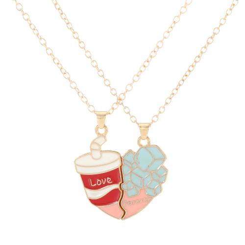 Collier de bijoux en alliage de zinc, Placage, 2 pièces & unisexe & émail, doré, Vendu par fixé