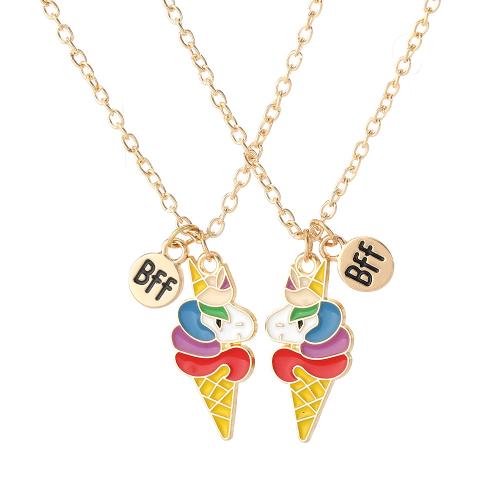 Collier de bijoux en alliage de zinc, Placage, 2 pièces & pour femme & émail, plus de couleurs à choisir, Vendu par fixé