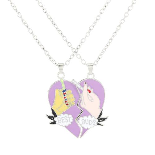 Collier de bijoux en alliage de zinc, Placage, 2 pièces & unisexe & émail, couleur originale, Vendu par fixé