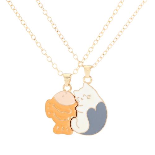 Tibetan Style Jewelry Necklace, plated, 2 pieces & Unisex & enamel, golden, Sold By Set