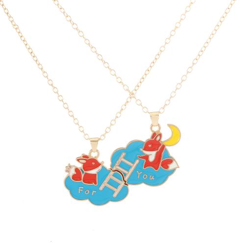 Tibetan Style Jewelry Necklace, plated, 2 pieces & Unisex & enamel, golden, Sold By Set