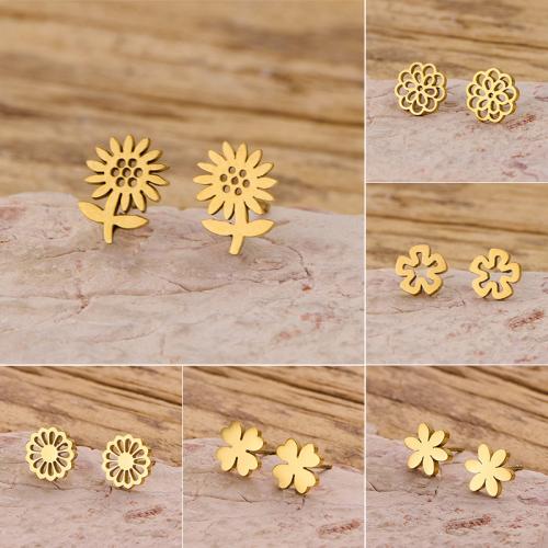 Stainless Steel Stud Earrings, 304 Stainless Steel, plated, fashion jewelry, more colors for choice, 12Pairs/Bag, Sold By Bag