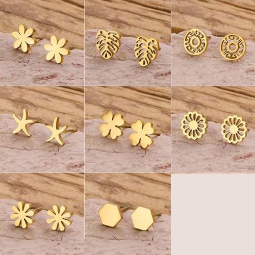 Stainless Steel Stud Earrings, 304 Stainless Steel, plated, fashion jewelry, more colors for choice, 12PCs/Bag, Sold By Bag