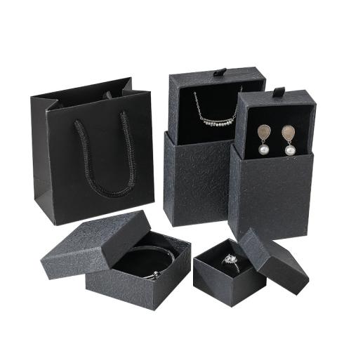 Jewelry Gift Box, Cardboard, with Sponge, different size for choice & different styles for choice, black, Sold By PC