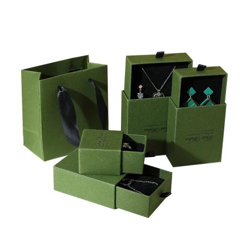 Jewelry Gift Box, Cardboard, with Sponge, different size for choice & different designs for choice, green, Sold By PC