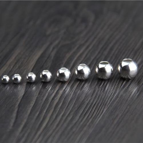 925 Sterling Silver Beads, Round, polished, DIY & different size for choice, silver color, Sold By PC