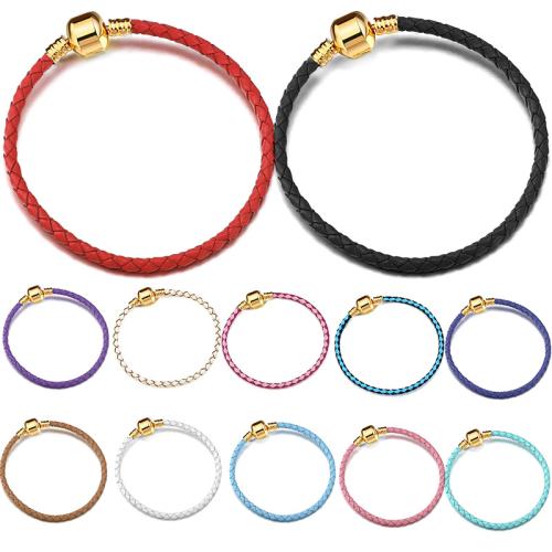 PU Leather Bracelet Cord, with Tibetan Style, Unisex & different size for choice, more colors for choice, 3mm, Sold By PC