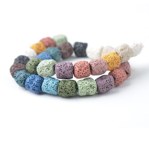 Perles de lave naturelle, lave volcanique, DIY, plus de couleurs à choisir, 11x11mm, Environ 34PC/brin, Vendu par brin