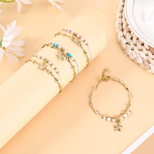Stainless Steel Jewelry Bracelet, 304 Stainless Steel, with Pearl Shell, gold color plated, Double Layer & fashion jewelry, more colors for choice, Sold By PC