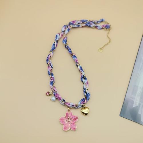 Stainless Steel Jewelry Necklace, 304 Stainless Steel, with Freshwater Pearl & Rhinestone, gold color plated, fashion jewelry & enamel, more colors for choice, Sold By PC