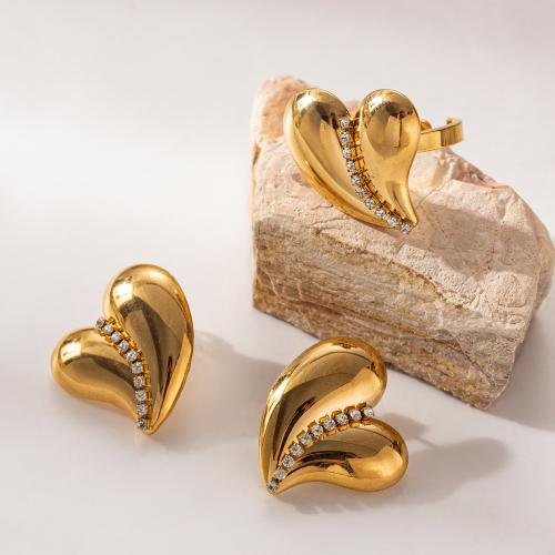 Zirkonia Edelstahl Schmuck Sets, 304 Edelstahl, goldfarben plattiert, Modeschmuck & Micro pave Zirkonia, keine, verkauft von PC
